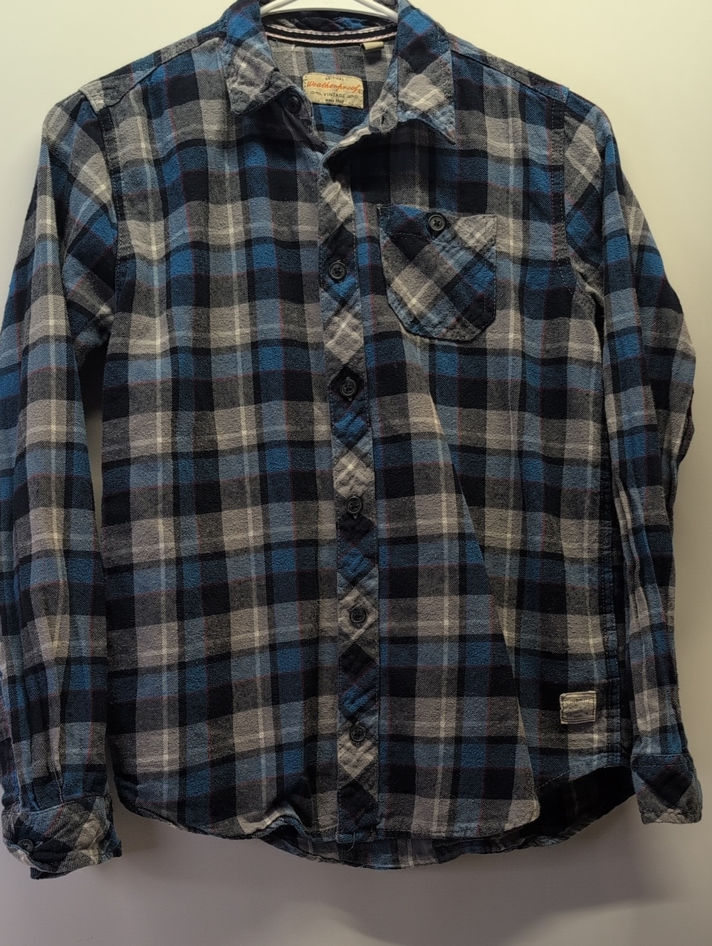 Weatherproof Blue & Gray Plaid Kids Button-Down Shirt